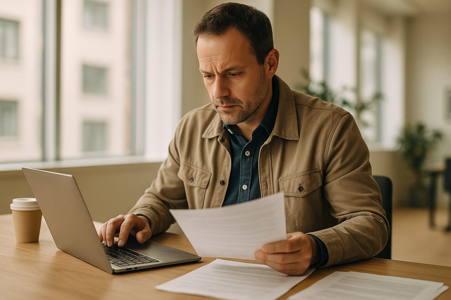 Operations manager reviewing insurance certificates